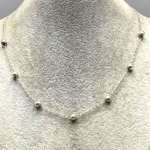 17.5" long 925 Mexico Sterling Silver Beaded Station Necklace